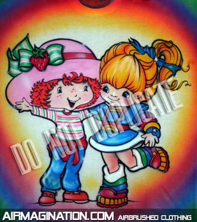 Strawberry Shortcake Rainbow Brite airbrushed t shirt