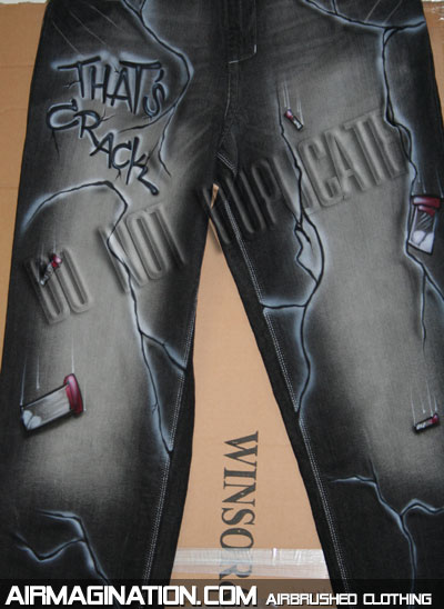 Crack Cocaine Vial airbrush jeans