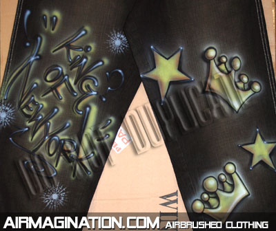 King of New York Latin Kings airbrush jeans