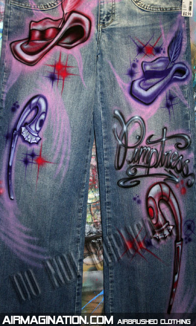 Pimptress ladies airbrushed jeans