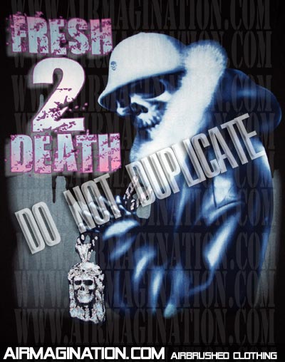Fresh 2 Death skeleton airbrushed shirt