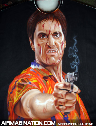 Tony Montana Scarface custom airbrushed t shirt